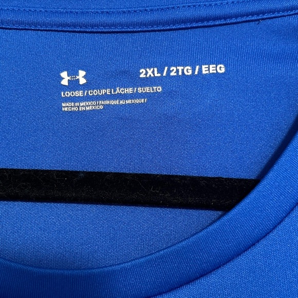Under Armour Shirt Mens Blue Heat Gear Loose Short Sleeve - Picture 3 of 8